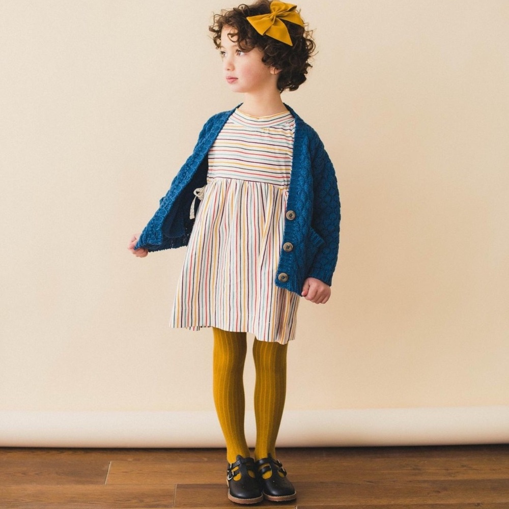 NWT 6Y Lali Kids Cream Rainbow Striped Side Tie Dress!
